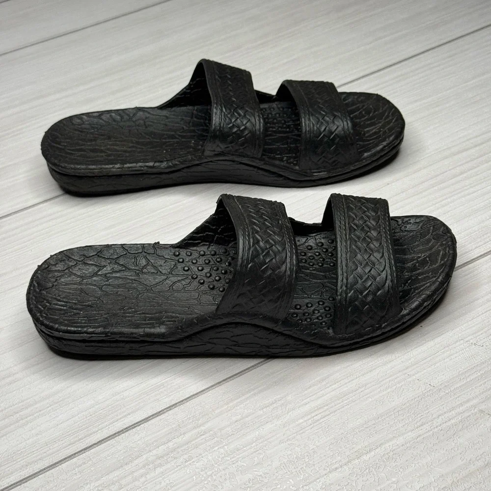Mens Slides Sandals Double Strap Slip On Black Comfort Casual Summer Pool Shoe 6